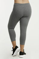 SOFRA LADIES COTTON CAPRI LEGGINGS PLUS SIZE (WP4001X_CHC-GR)