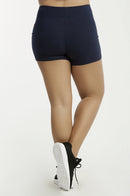 SOFRA COTTON LEGGING SHORTS 12 INCH OUTSEAM PLUS SIZE (WP4012X_NAVY)