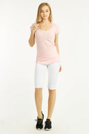 SOFRA LADIES COTTON 21 INCH OUTSEAM SHORTS W/ HIGH WAISTBAND (WP4021_OFF WHITE)