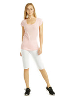 SOFRA LADIES COTTON 21 INCH OUTSEAM SHORTS W/ HIGH WAISTBAND (WP4021_WHITE)