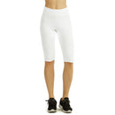 SOFRA LADIES COTTON 21 INCH OUTSEAM SHORTS W/ HIGH WAISTBAND (WP4021_WHITE)