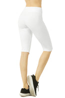 SOFRA LADIES COTTON 21 INCH OUTSEAM SHORTS W/ HIGH WAISTBAND (WP4021_WHITE)