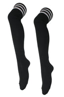YM39 12 Pairs 80% Polyester, Shoe Size 6-9  Over The Knee-High Socks with Stripe Design